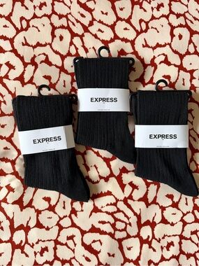 Express Black Stretch Dress Socks 3 Pairs Large 8 - 13